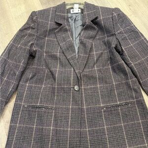 Classic Prophecy by Sag Harbor Gray/Purple Plaid Structured Blazer Size 16